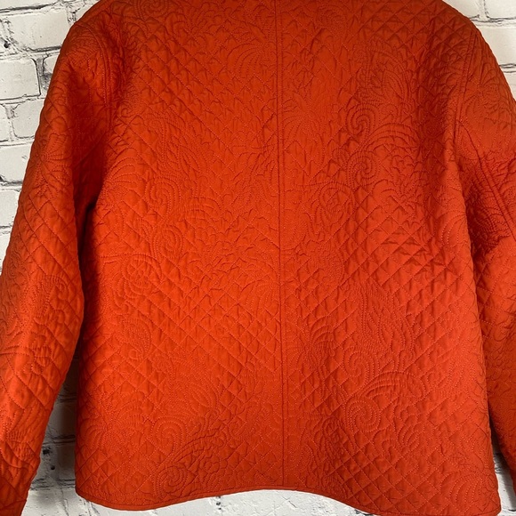 Chicos Quilted Embroidered Orange Jacket size Large - Picture 9 of 16